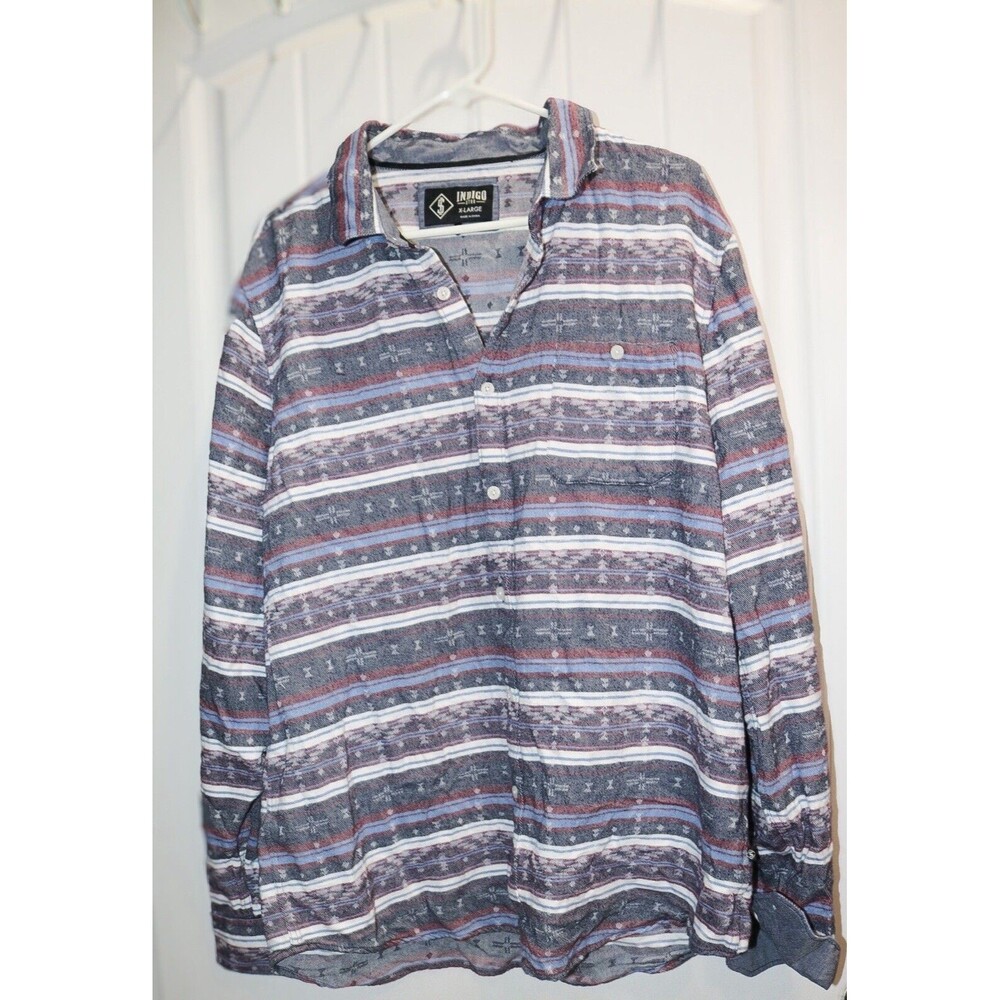 Indigo Star Button-up Shirt Men’s  XL Long Sleeve Western Aztec cowboy